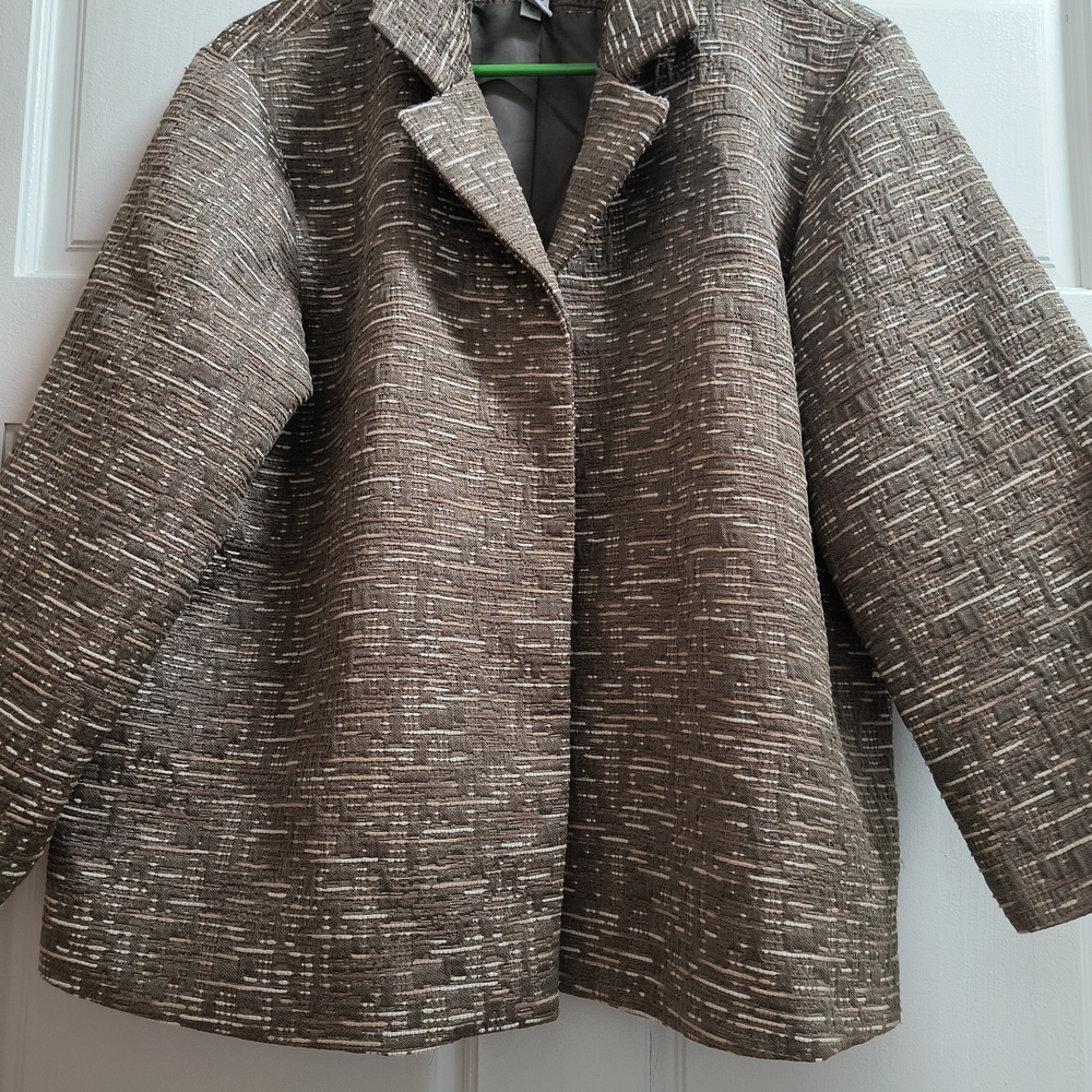 Chico's Chic And Shimmery Textured Brown Blazer